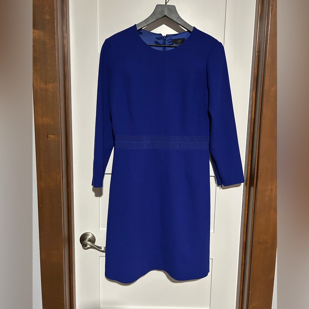 J.Crew Crew neck Classic Cobalt blue Wool dress Size 8 New with tag - Picture 2 of 8